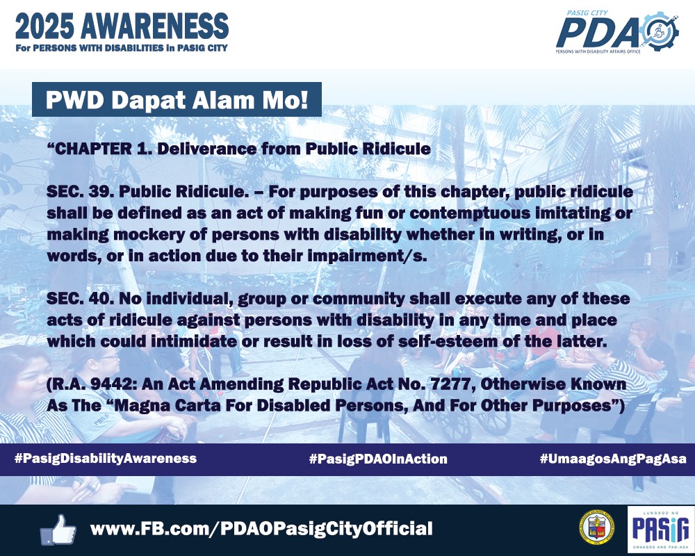 Pasig - PAALALA: Ano hindi dapat gawing katatawanan o gayahin ang mga ...