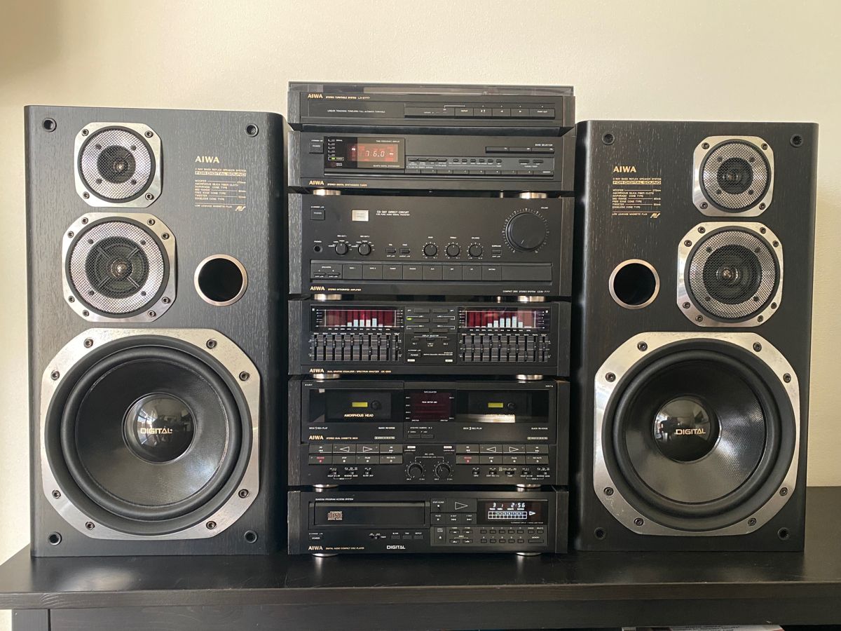 オーディオ機器 AIWA CD.MD.カセットデッキ CSD-MD77 稼働品