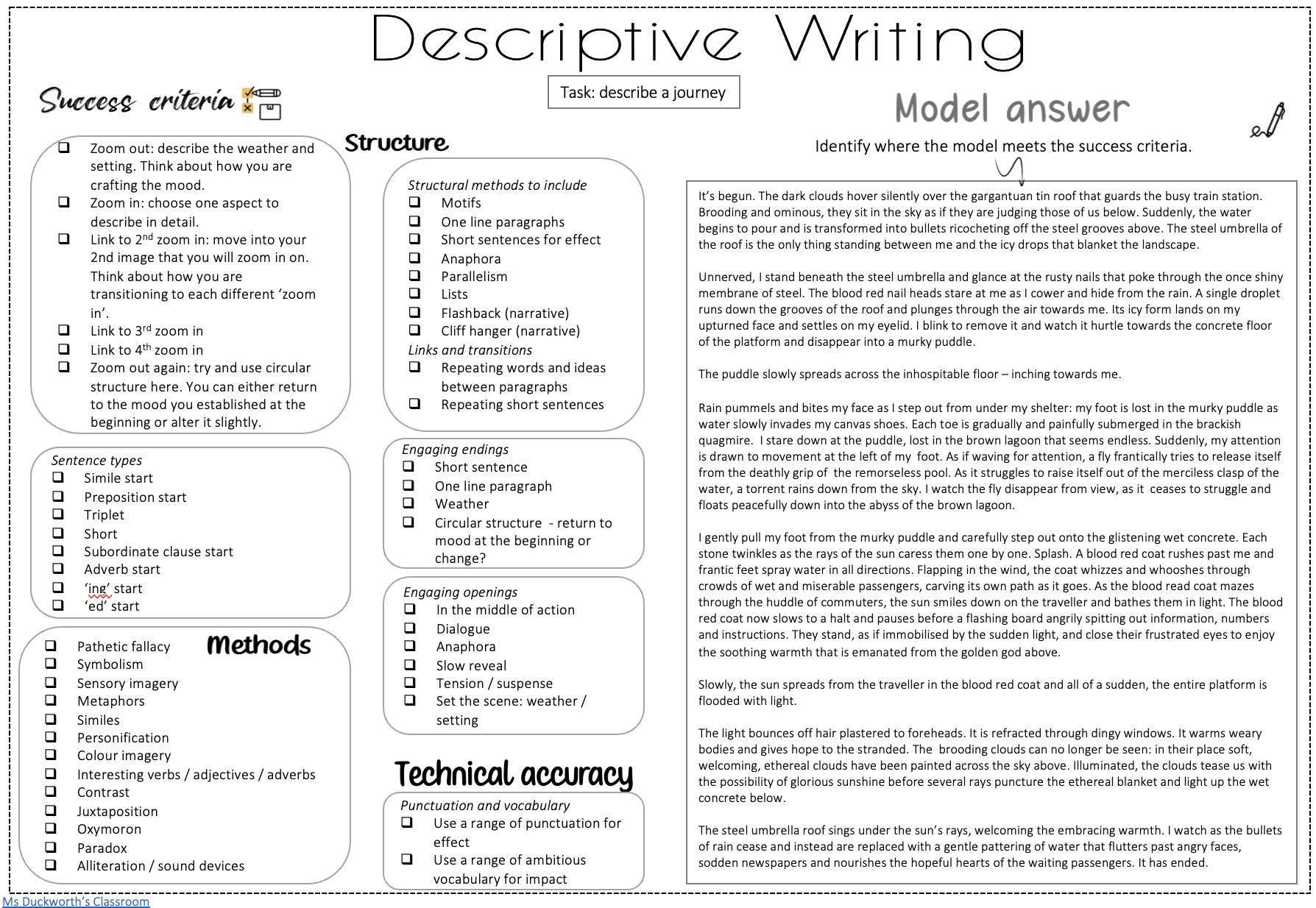 I made a descriptive writing... - Ms Duckworth's Classroom | Facebook