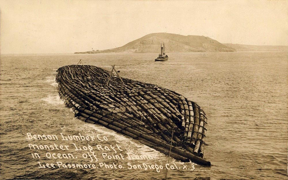 San Diego's historic douglas fir log rafts