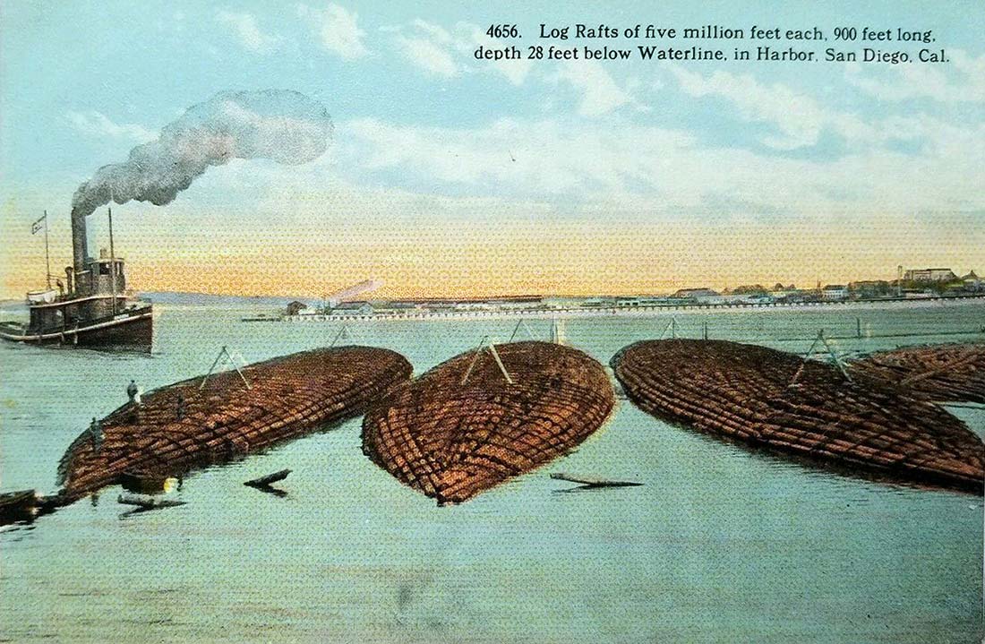 San Diego's historic douglas fir log rafts