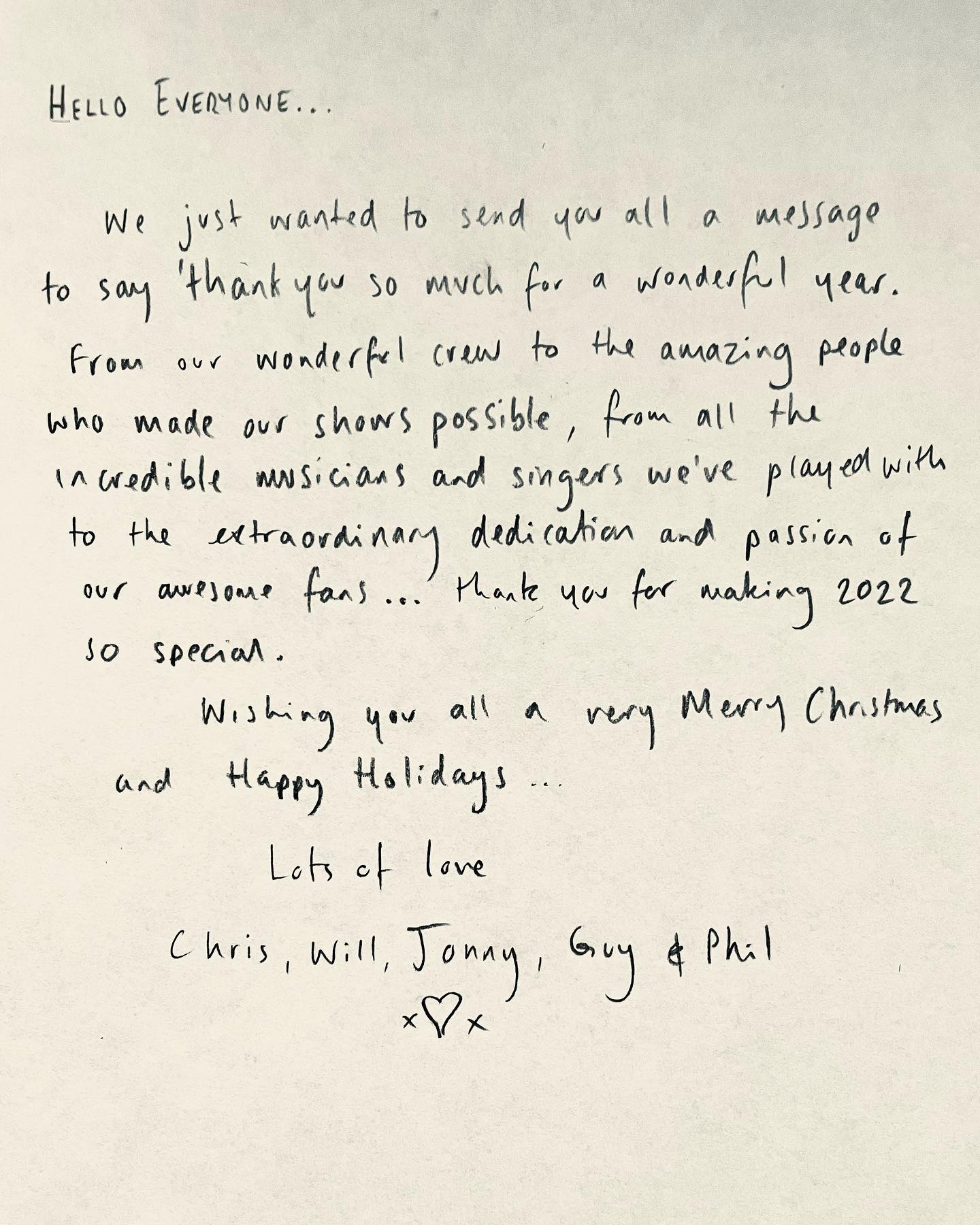 Coldplay - HELLO EVERYONE.. We just wanted to send you all...