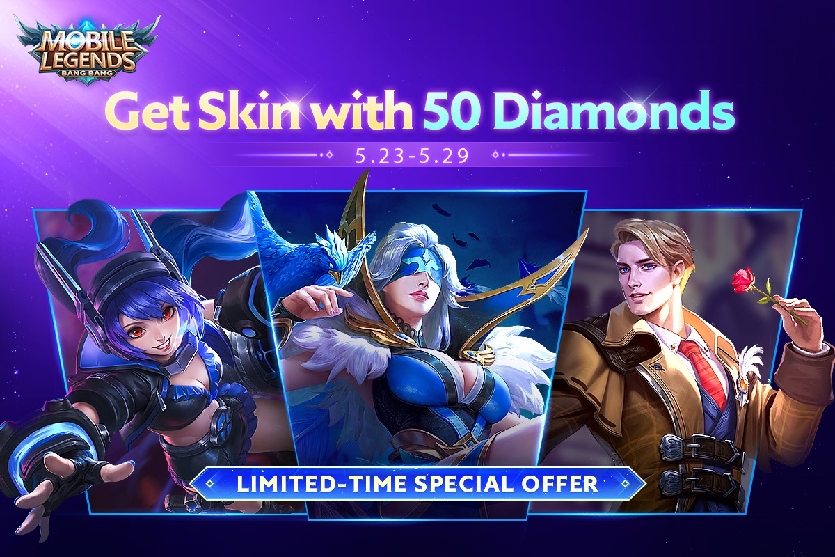 Mobile Legends Bang Bang 50 Diamond Skin Choice Bundle Is Back Choose One From Alucard S Empire Agent Pharsa S Indigo Aviatrix And Layla S Classic Malefic Gunner Don T Miss Out Event Duration May 23 29