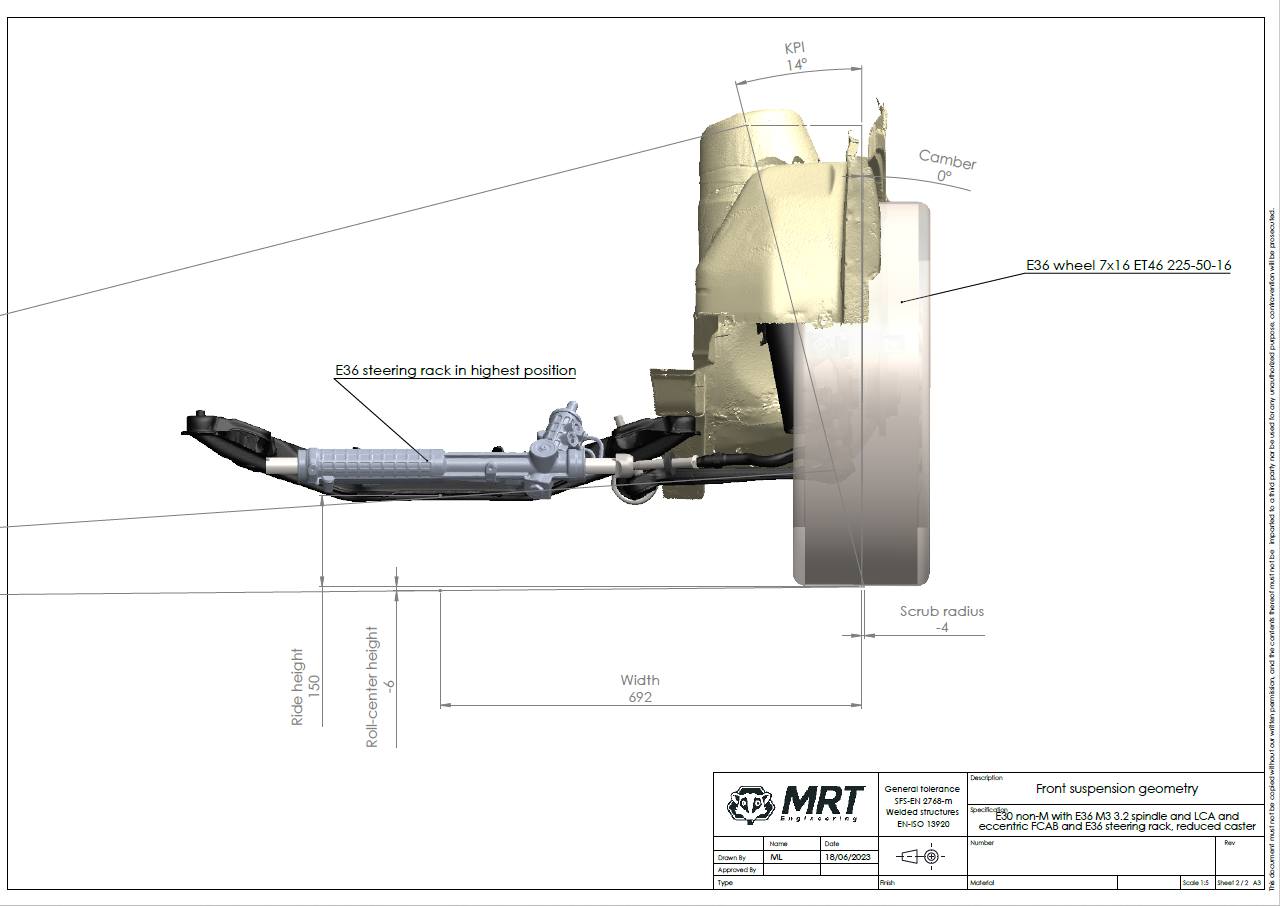 MRT - E30 non-M with E36 M3 3.2 spindle and LCA and eccentric FCAB and ...