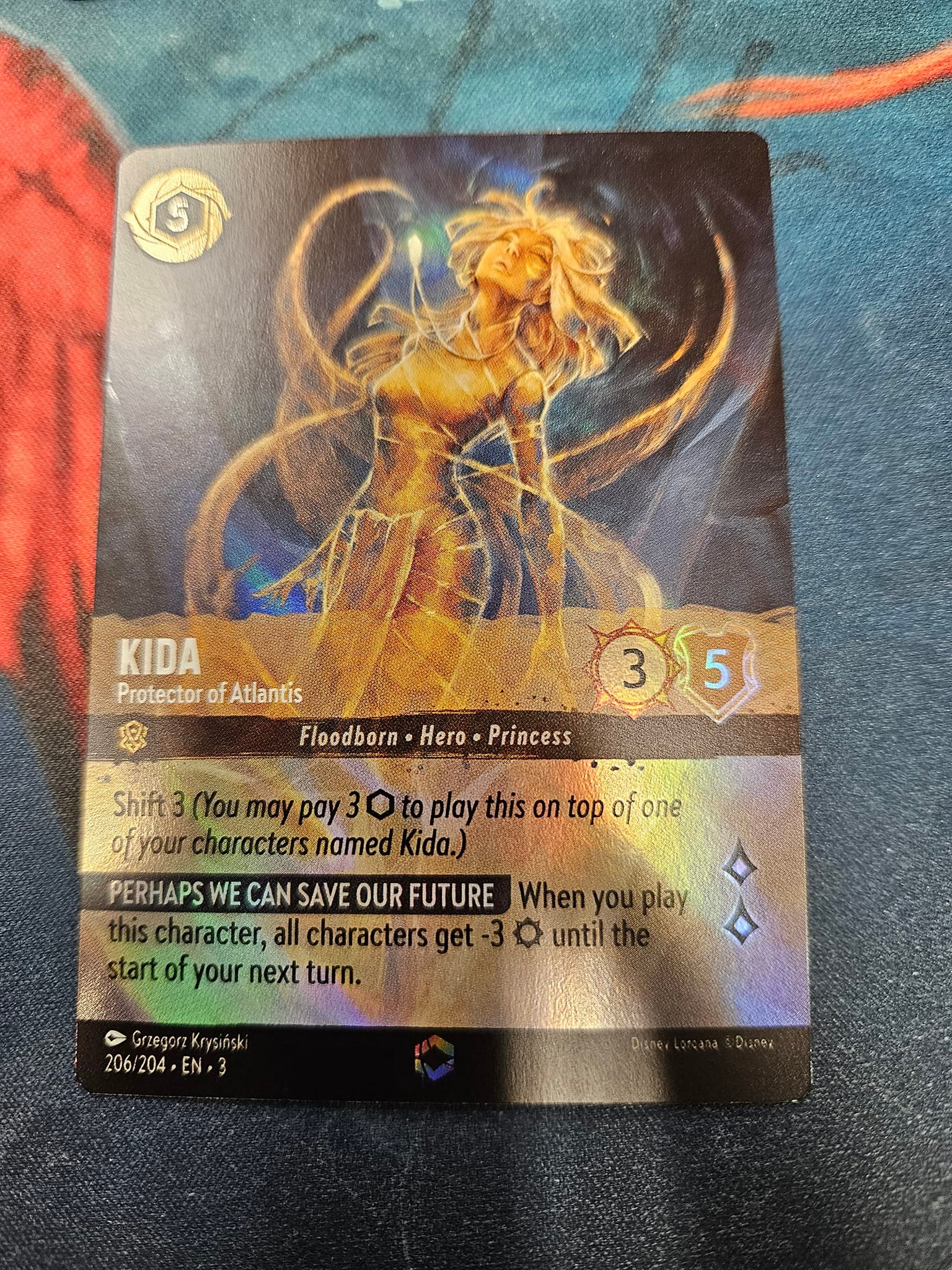 lorcana kida card Disney En 3 Into The Inklands 7 Protector Of Atlantis Foil PSA 10 GEM MINT Cert #123828098 – Boxed Vinyl I may be far from home Kida, Crystal Scion