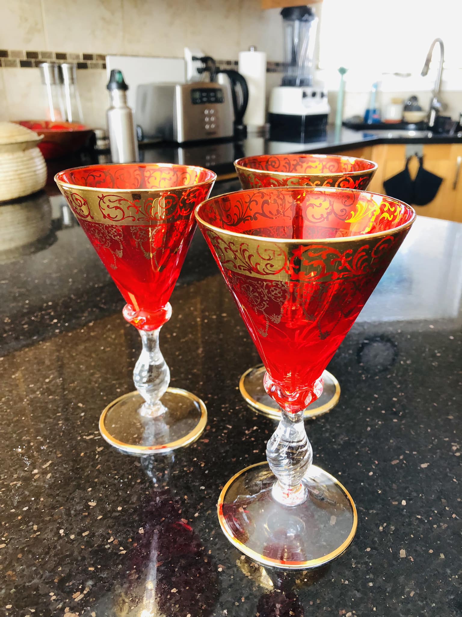I believe these are Salviati Venetian Murano Dolphin goblets. Any