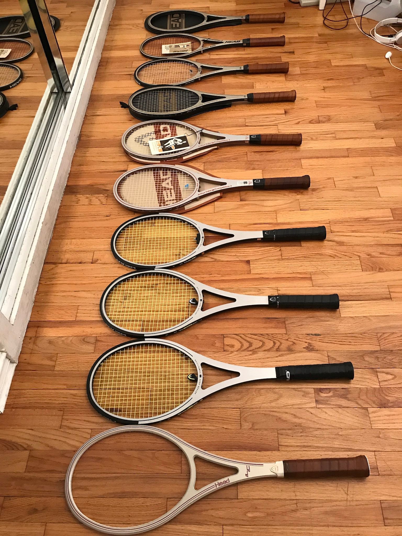 My Head Arthur Ashe Competition 1, 2, and 3 racquet collection.