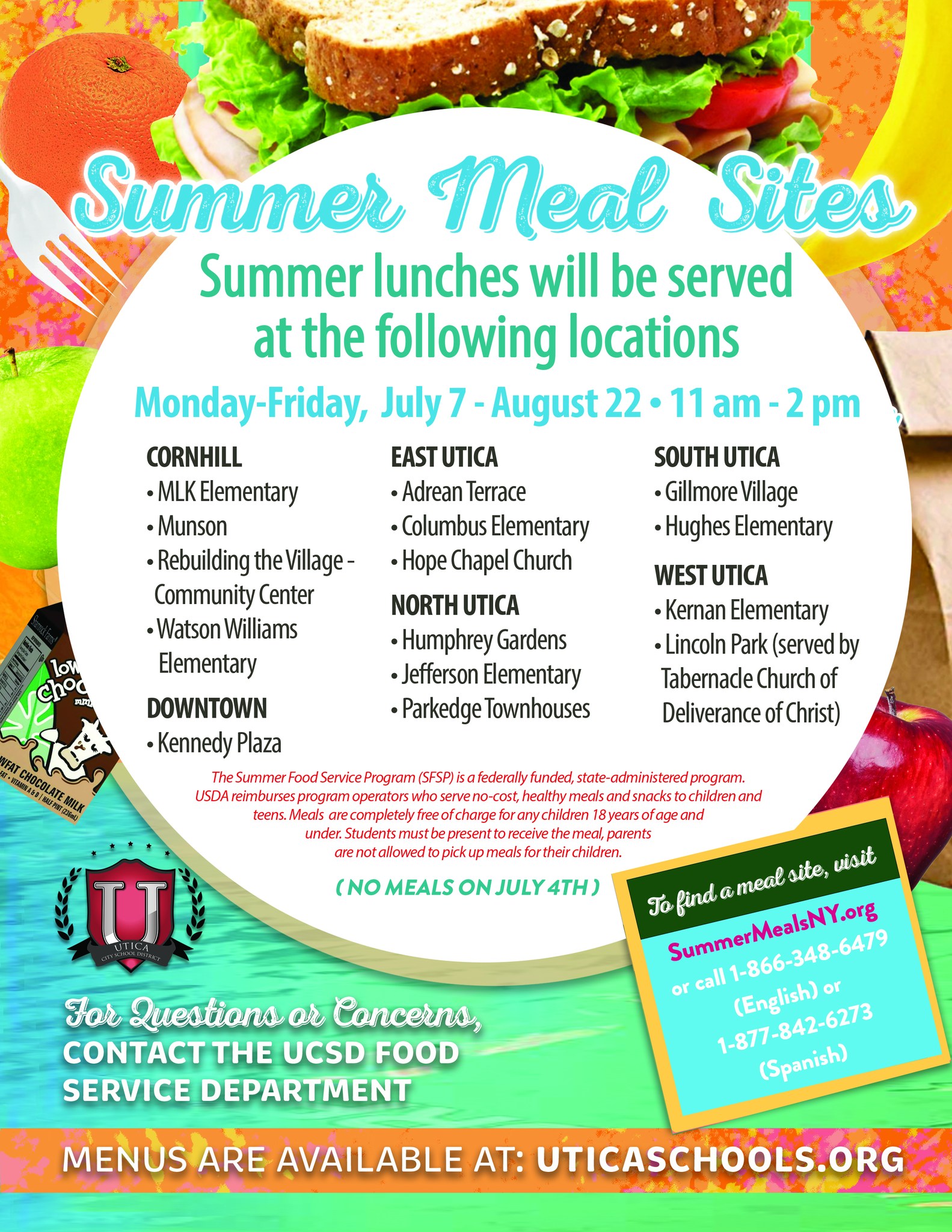 Utica - FREE SUMMER MEALS Summer lunches will be served at the ...