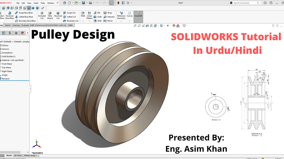 CAD Institute - Pulley Design in SOLIDWORKS. Subscribe for SOLIDWORKS ...