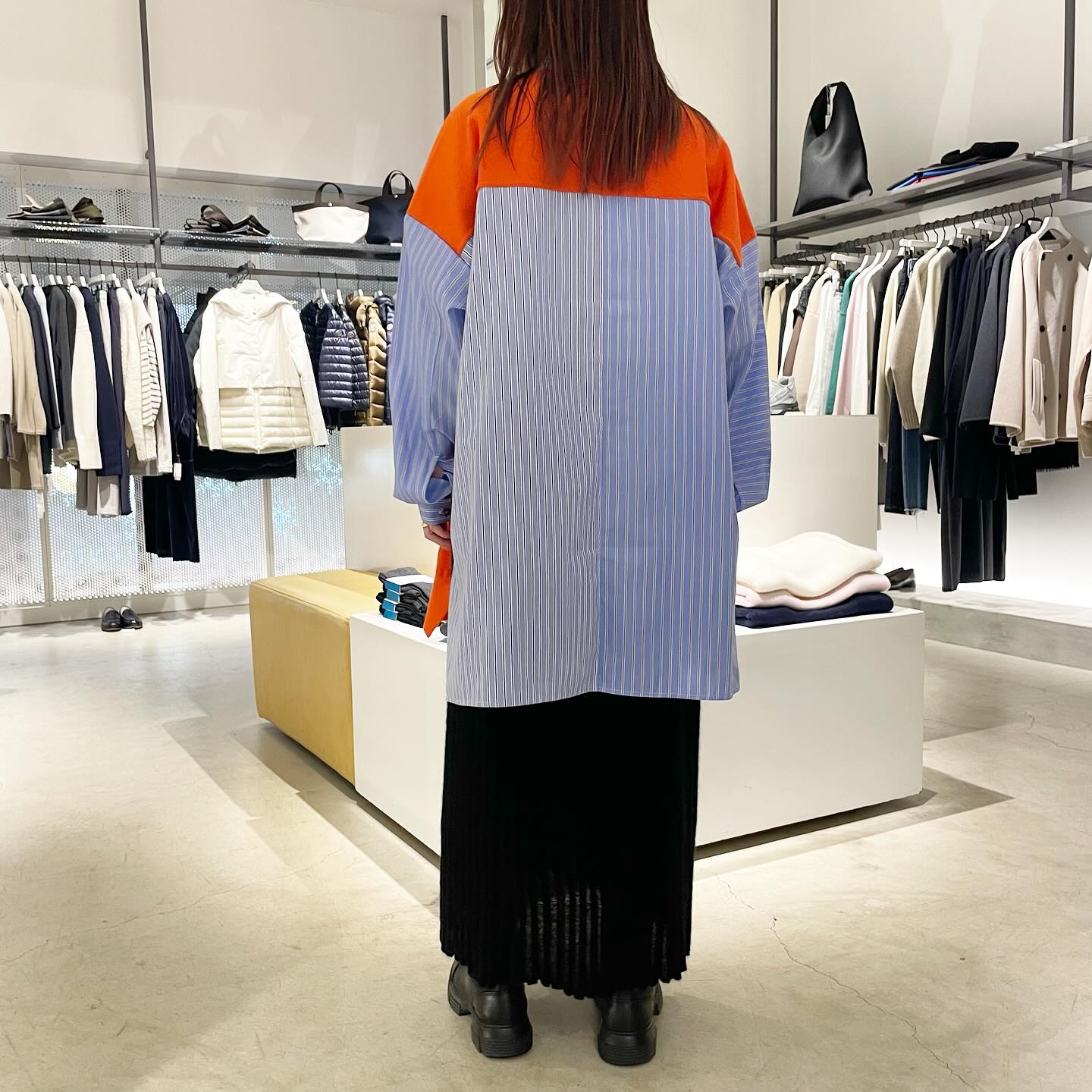 ENFÖLD＞ KNIT CARDIGAN SHIRT ☑︎300HS270-0320 col. orange size 