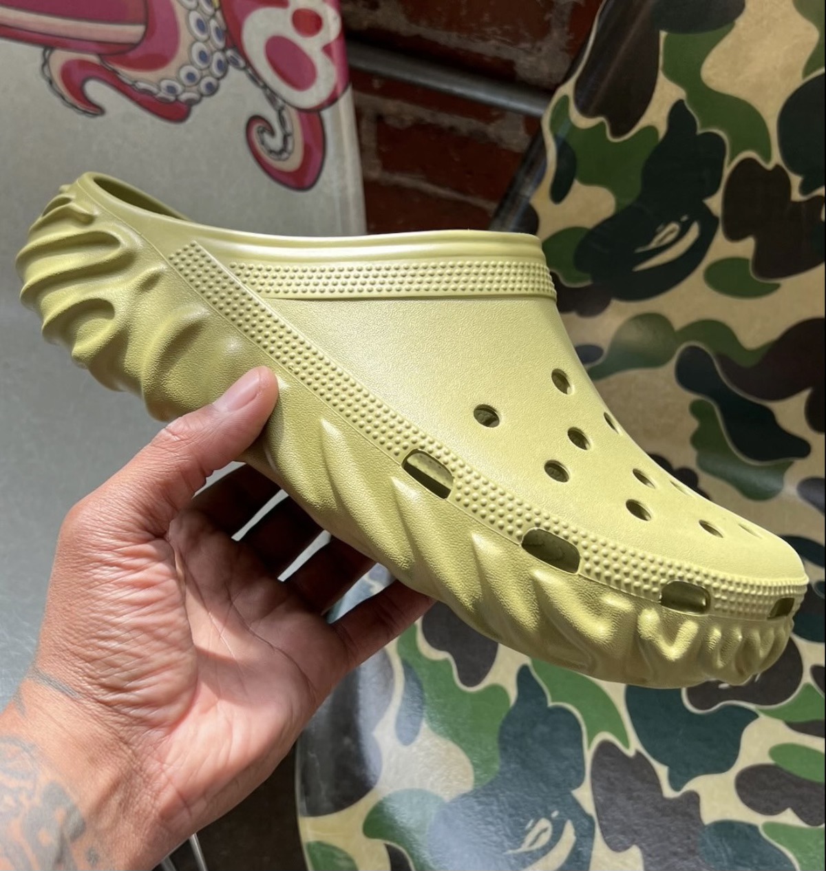 The Salehe Bembury x Crocs saru clog in Citron and Geneva colorway 