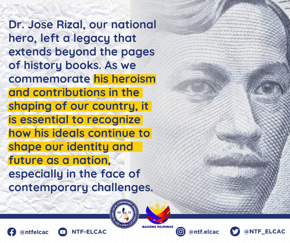 DR. JOSE RIZAL'S LEGACY LIVES ON NTF ELCAC STATEMENT ON RIZAL DAY Dr ...