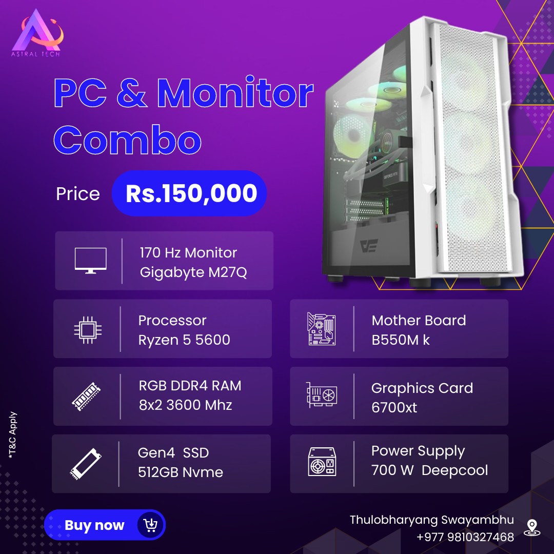 Astral Tech - PC & MONITOR COMBO At just Rs.150,000 170...