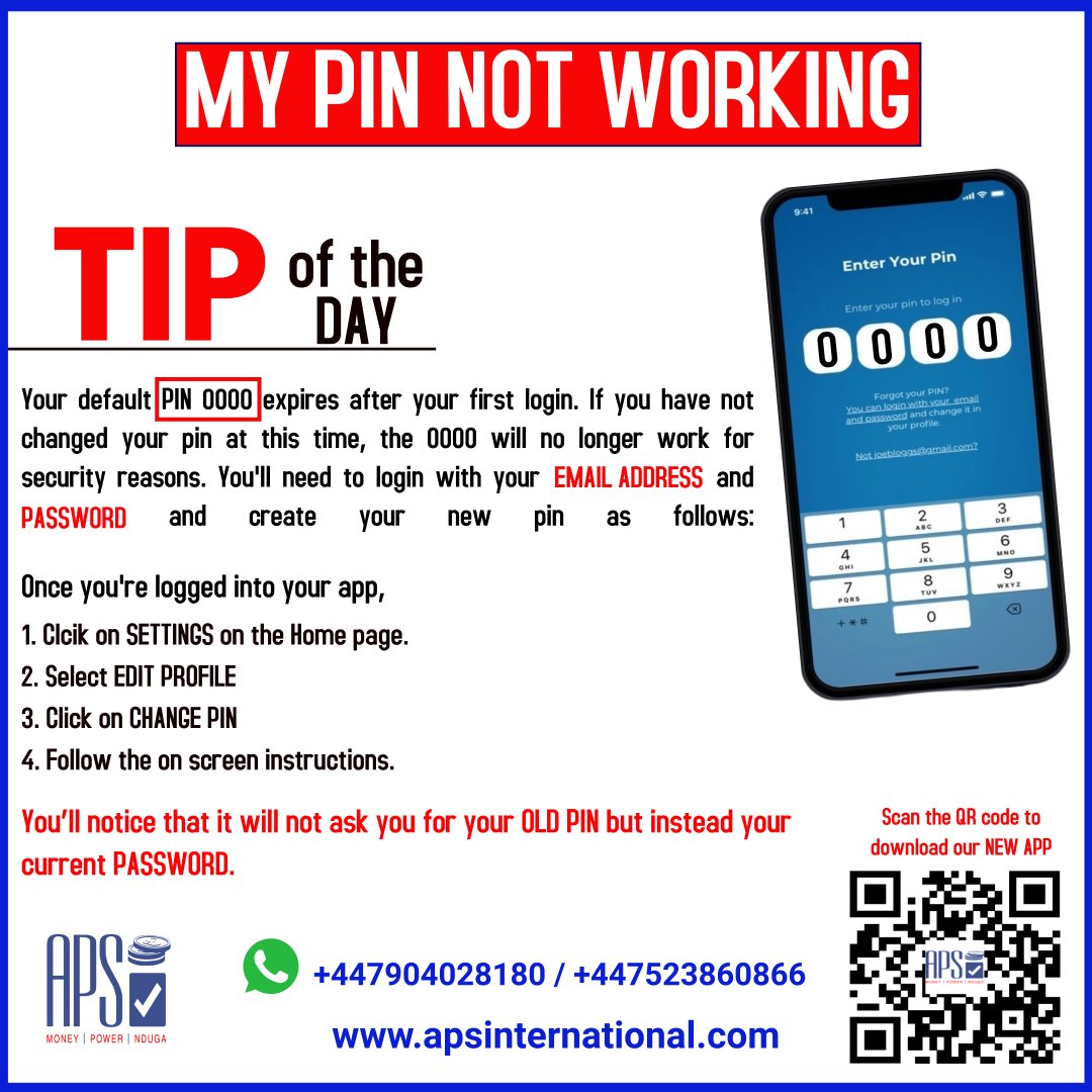 HOW TO SET A NEW PIN ON THE NEW APP - APS International Ltd | Facebook