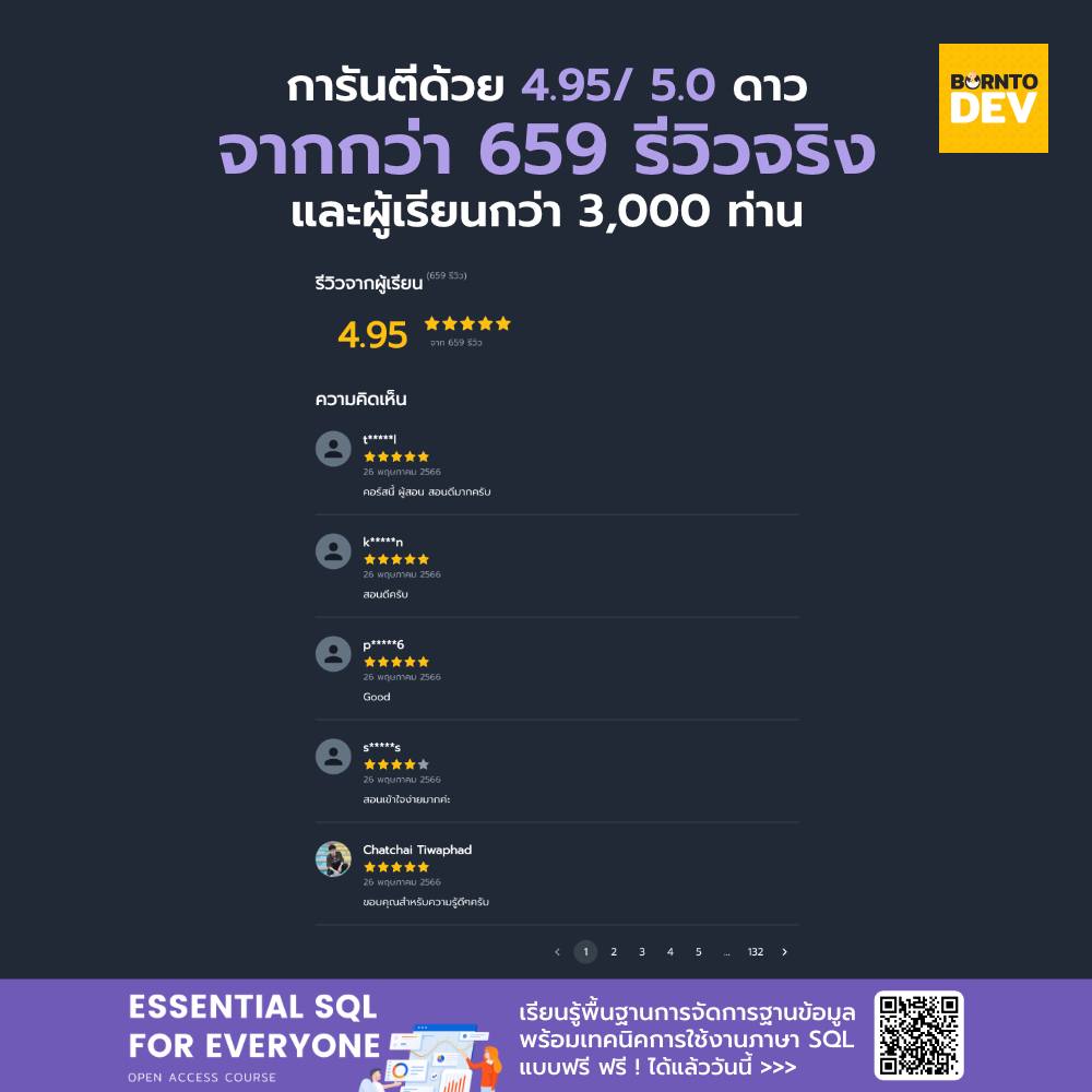 BorntoDev - 🔥 "เรียนเขียน SQL อยู่เกือบปียังไม่เข้าใจ มาเรียนคอร์สนี้ 3 ...