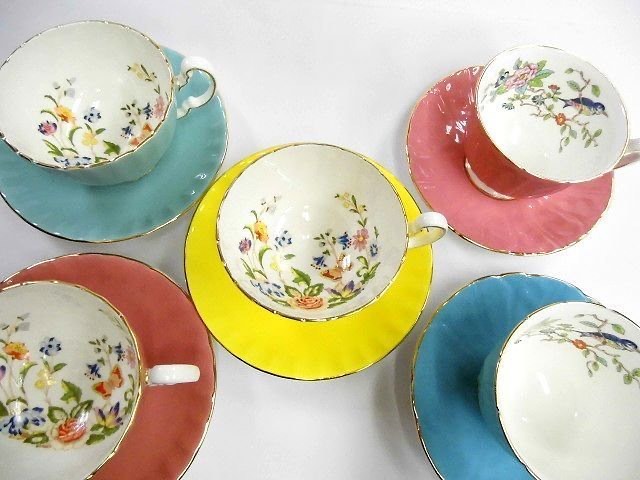エインズレイ☆カップ＆ソーサー 5客 セット (コテージガーデン×3 