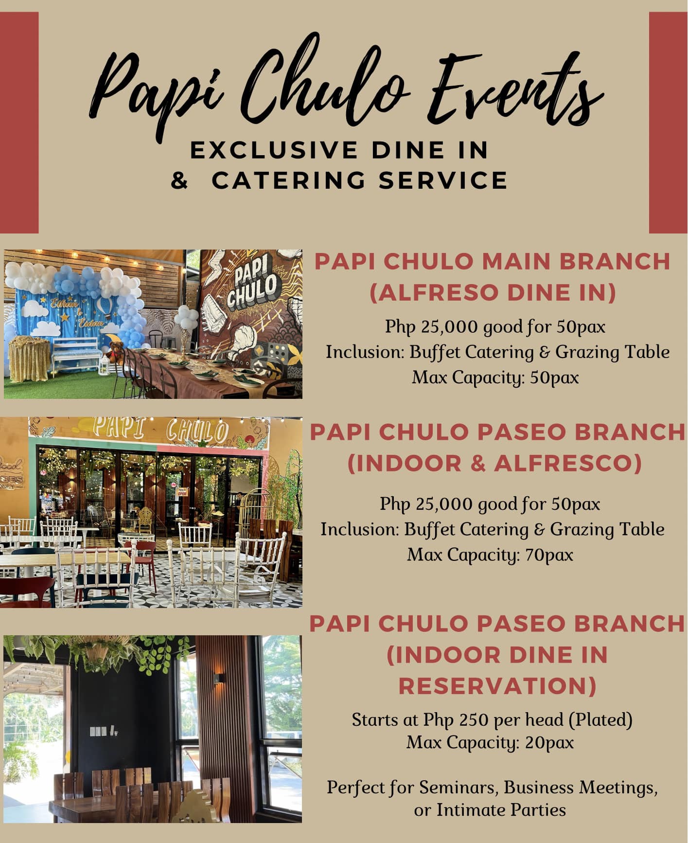 𝐏𝐚𝐩𝐢 𝐂𝐡𝐮𝐥𝐨 𝐄𝐯𝐞𝐧𝐭𝐬 Business... - Papi Chulo Food Delivery