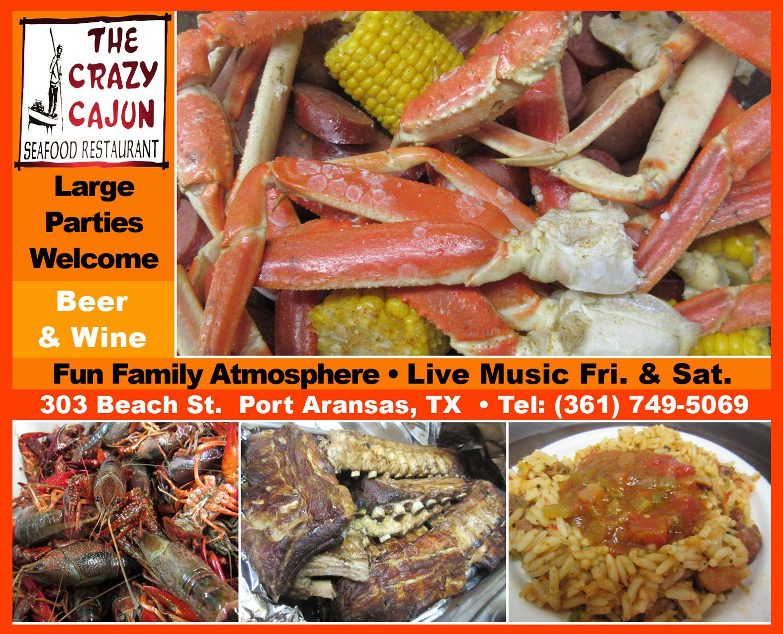 The Crazy Cajun - Home - Port Aransas, Texas - Menu, Prices, Restaurant ...