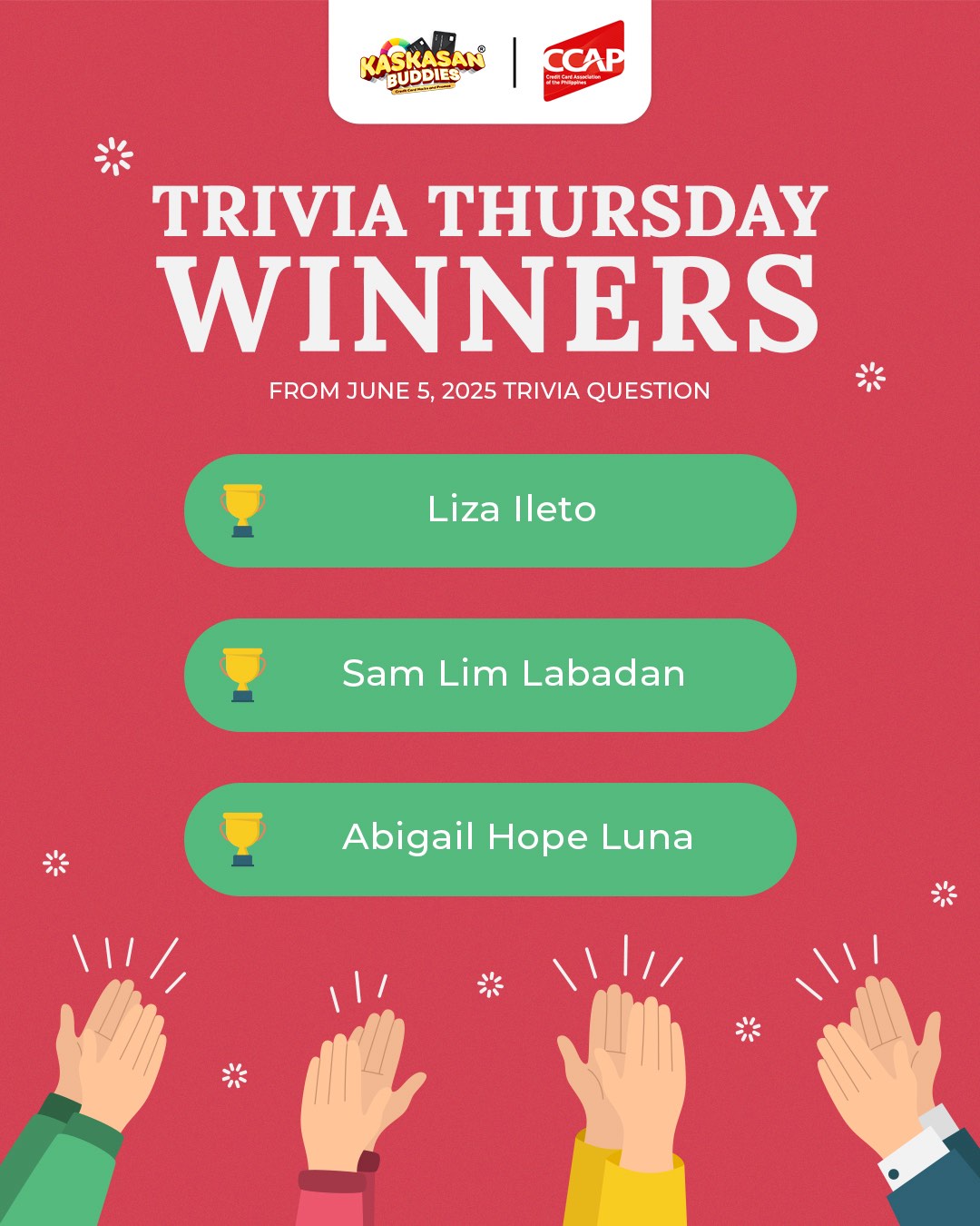 Credit - Congratulations to the winners of #CCAPKKBTriviaThursday last ...