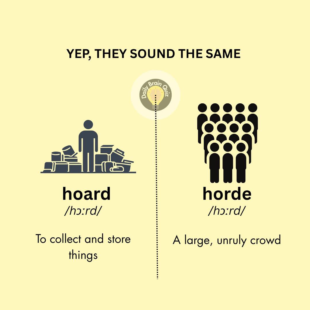 Daily - Hoard and horde | Learn homophones with clear definition and ...