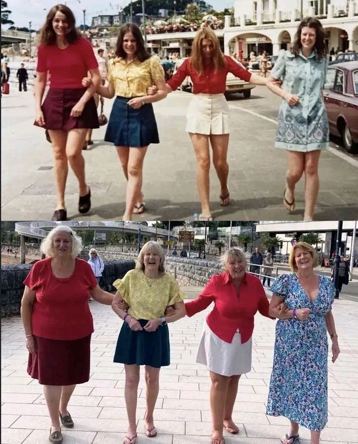 FOUR FRIENDS, ONE PHOTO — 52 YEARS APART! ❤️ Back in 1972, four