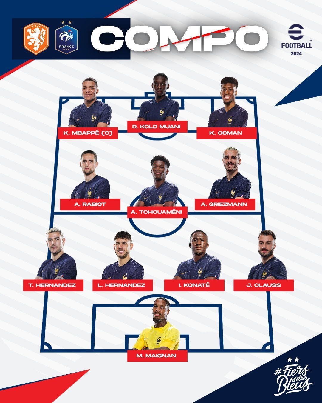 La compo des Bleus pour le match... - Passement de jambe