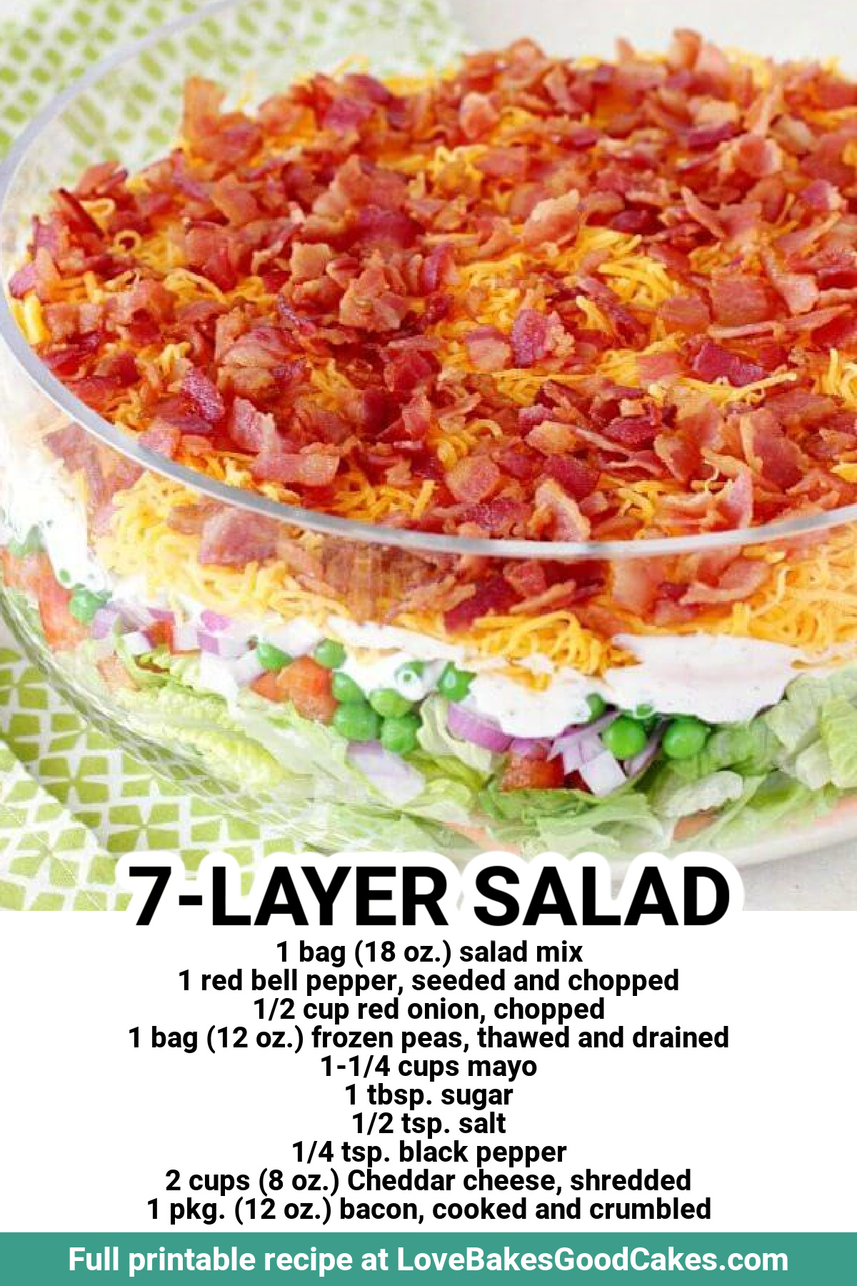 layered salad with mayo and sugar dressing Comment RECIPE to get the recipe! Colorful veggies, a simple homemade dressing, crispy bacon make this 7 layer a potluck favorite. It can be made hours ahead (or overnight!), then Ava Presley Dress 47018