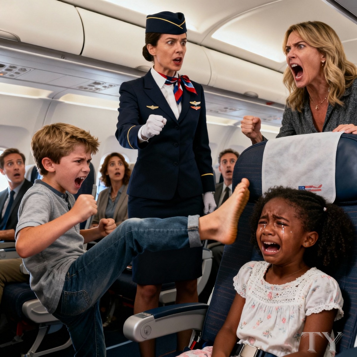 Amazing - The boy kept kicking the black girl’s seat on the plane — the ...
