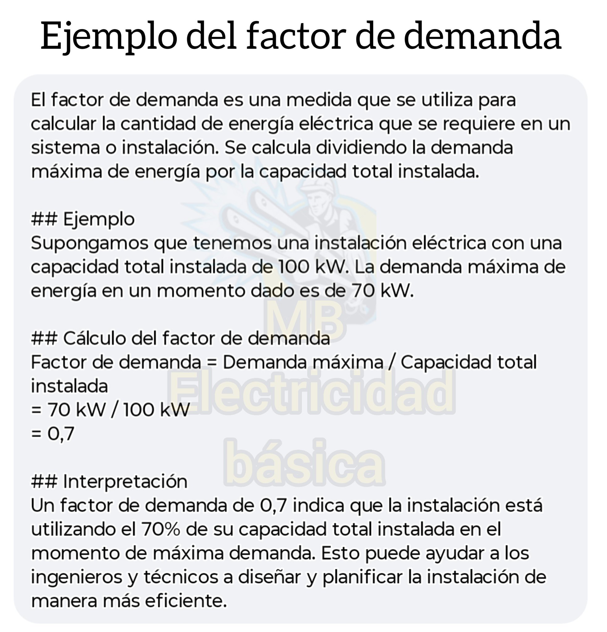 Mb - Ejemplo del factor de demanda eléctrico. #Electrico # ...