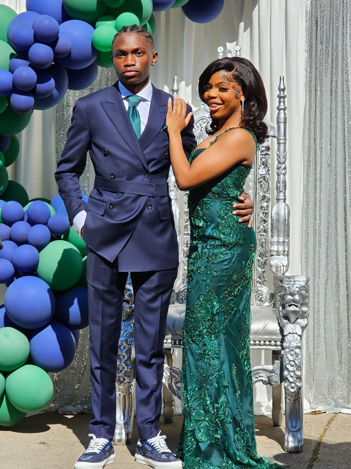 What color suit matches a prom dress?