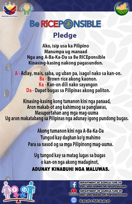 Bohol APC - Be RICEponsible Pledge: A-Ba-Ka-Da sa kan-on | Facebook