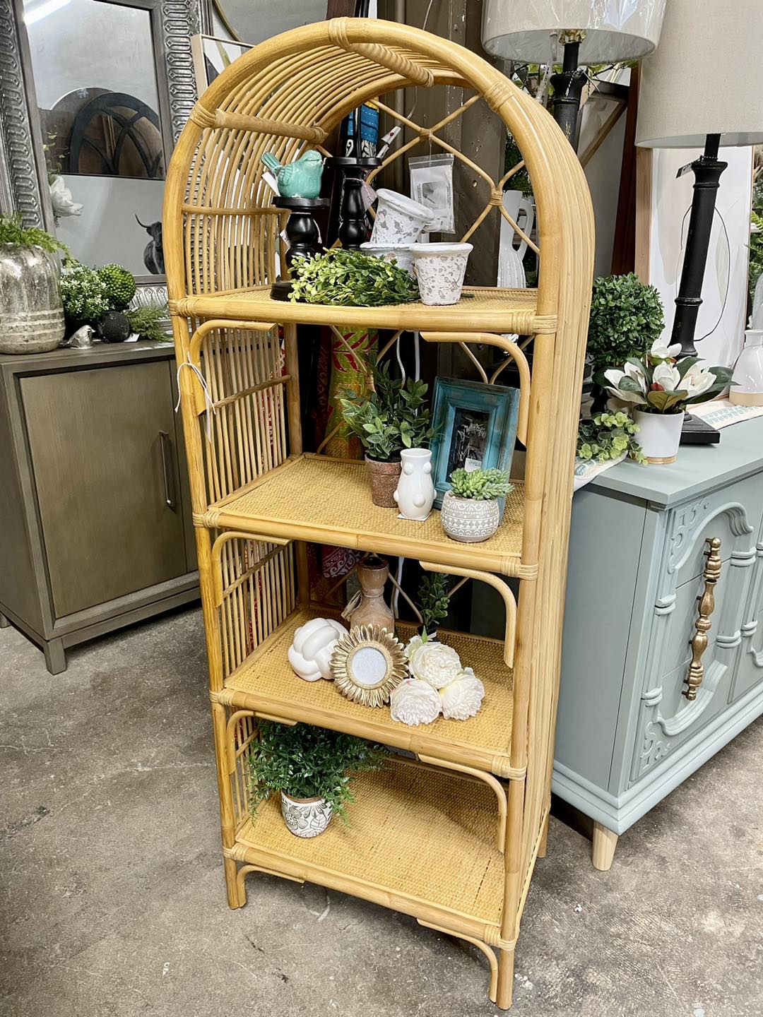 Rattan shelf inspiration from 1970s decor