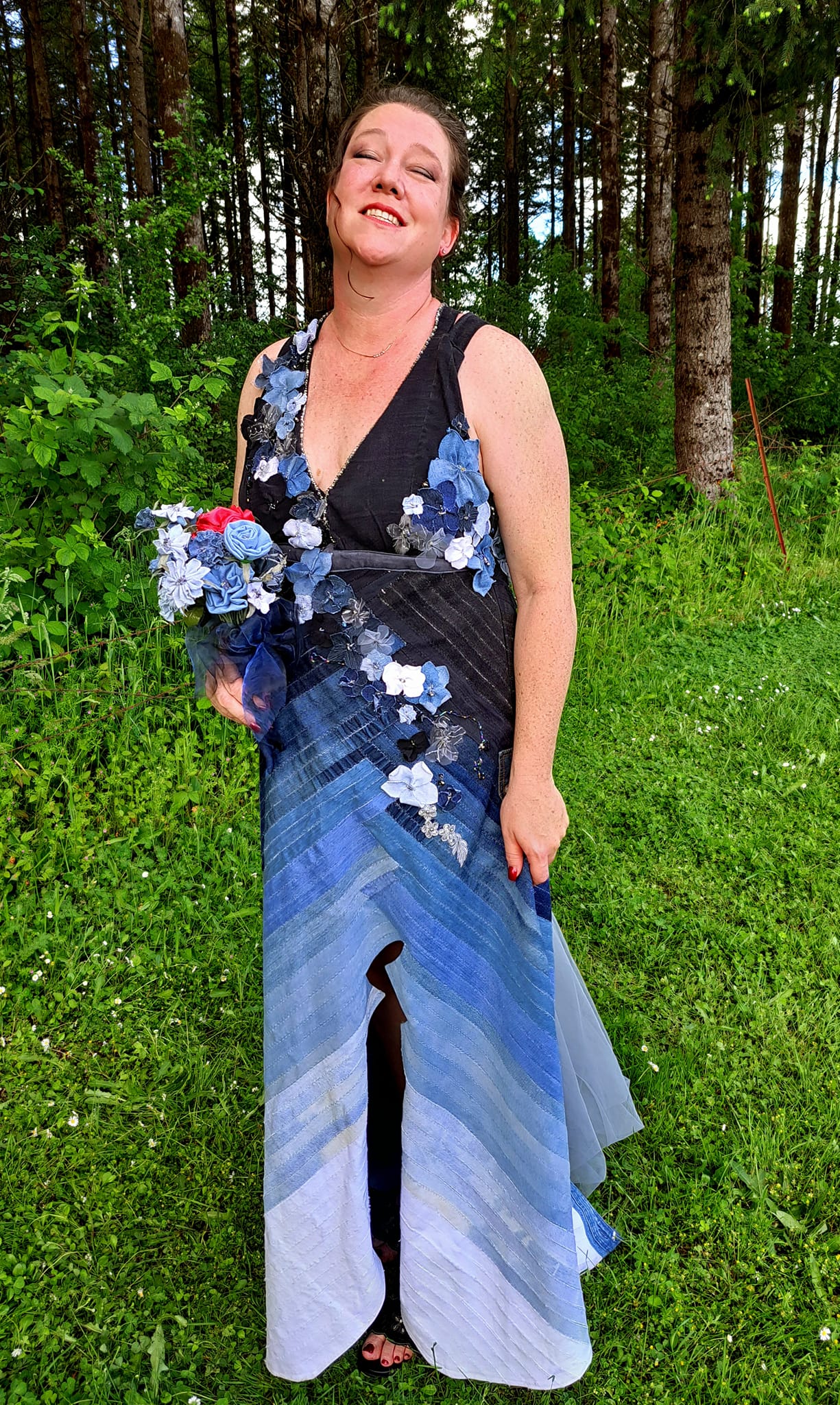 floral crochet dress Blue Crochet Halter Maxi Dress L / Blue main image 0