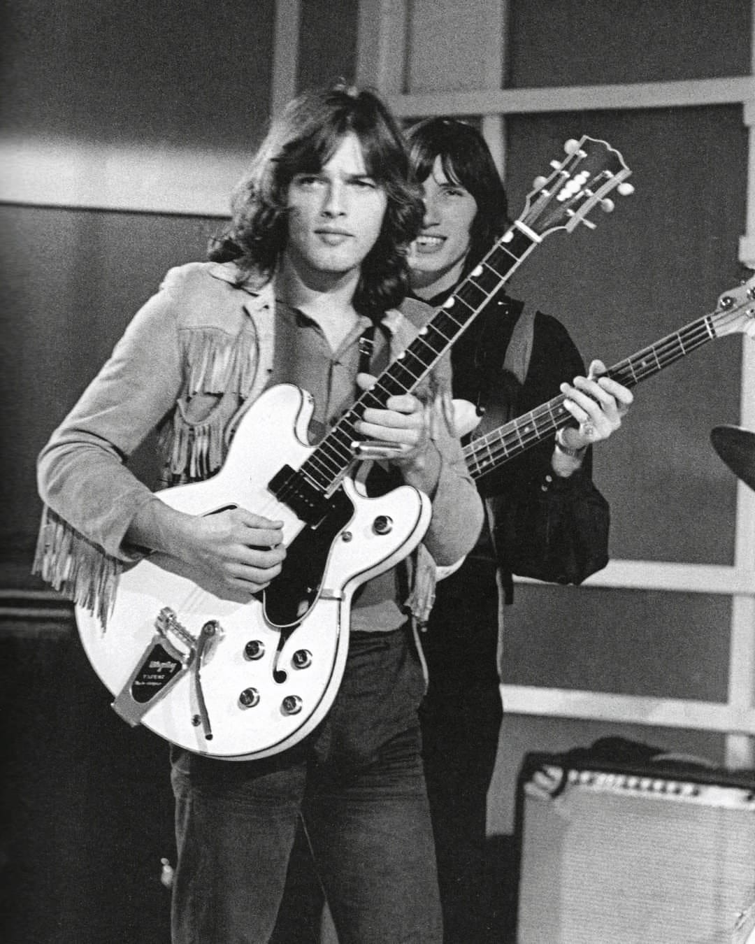 David Gilmour and Roger Waters at Studio Cognacq in Paris, France