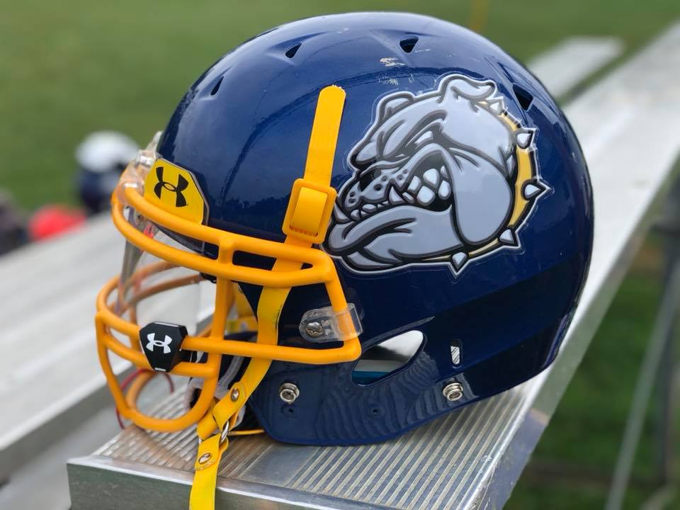 blue football helmet and gold pom Santa Margarita (CA) Based on one of the most popular on University of Delaware Blue Hens