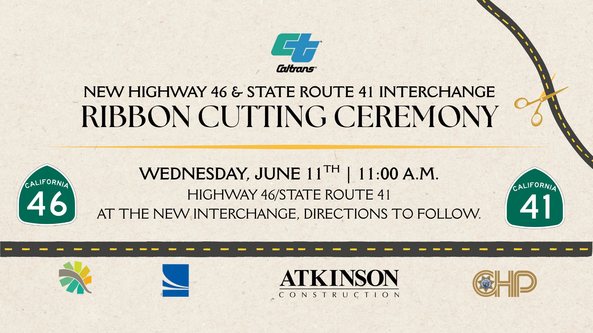 Ribbon Cutting Ceremony – Highway 46/State Route 41 Interchange Project