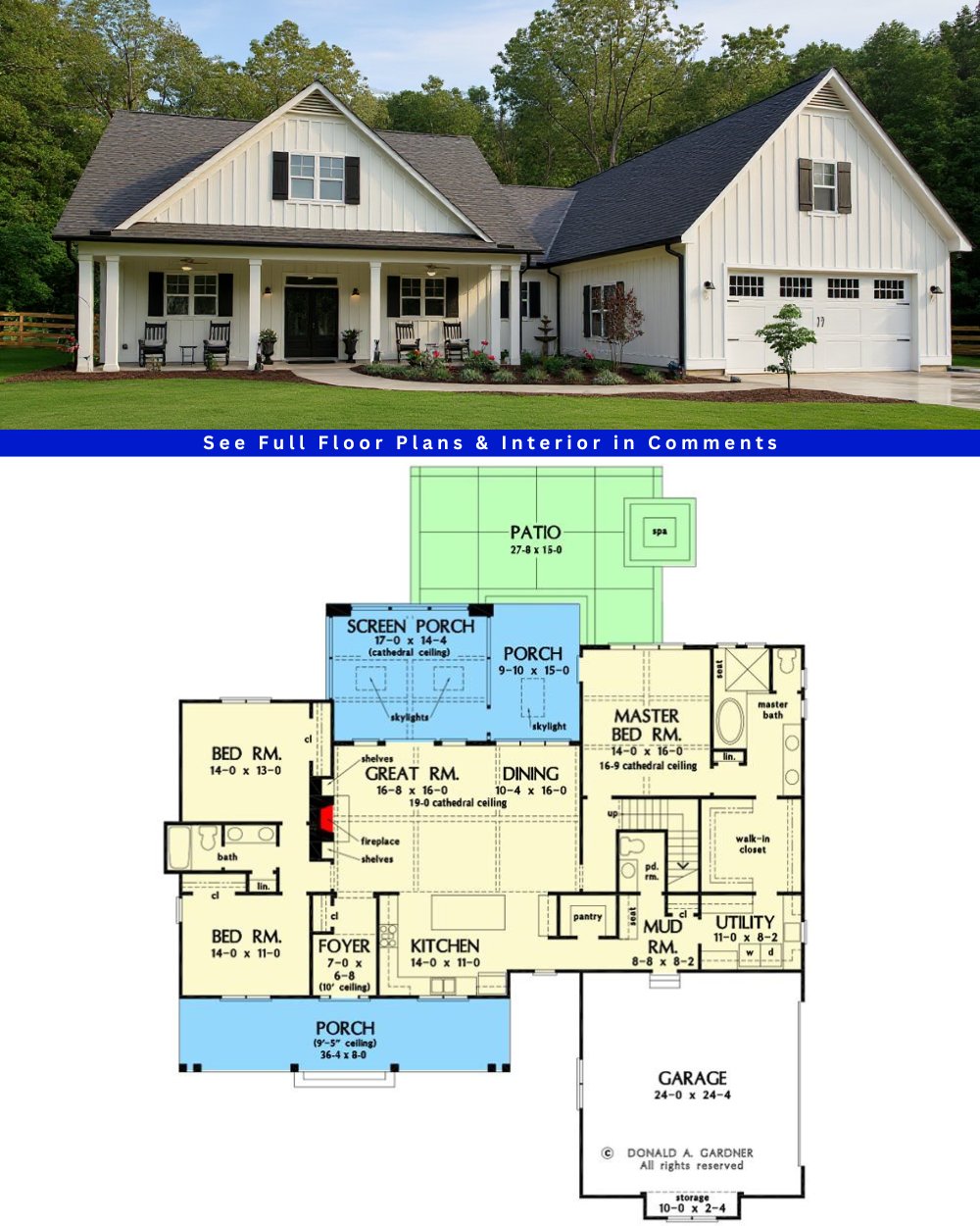 Smart - Here’s a Stunning 2,187 Sq Ft Modern Farmhouse Plan with a ...