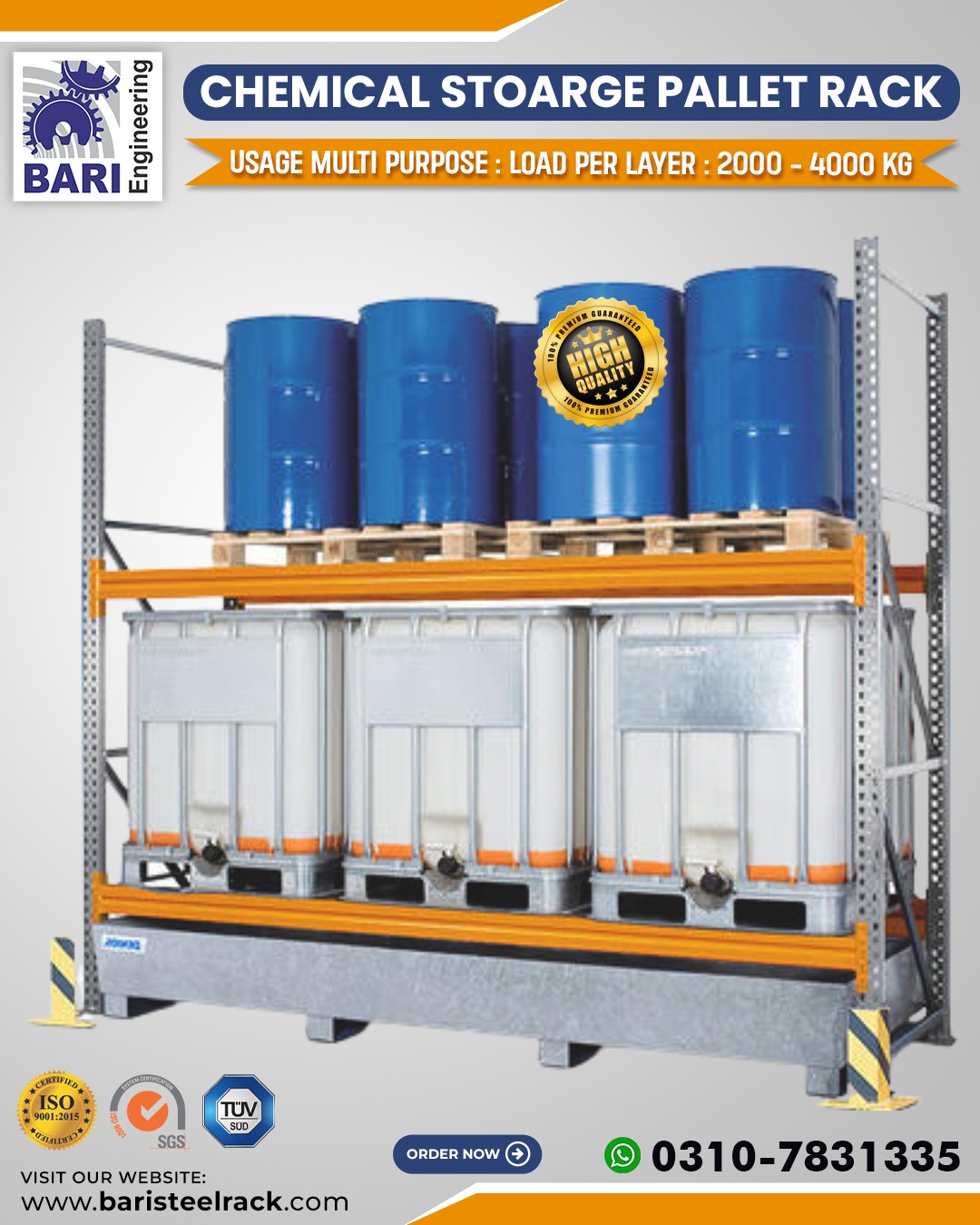 Racks - Chemical Drum Storage Pallet Racks| Chemical Storage Pallet ...