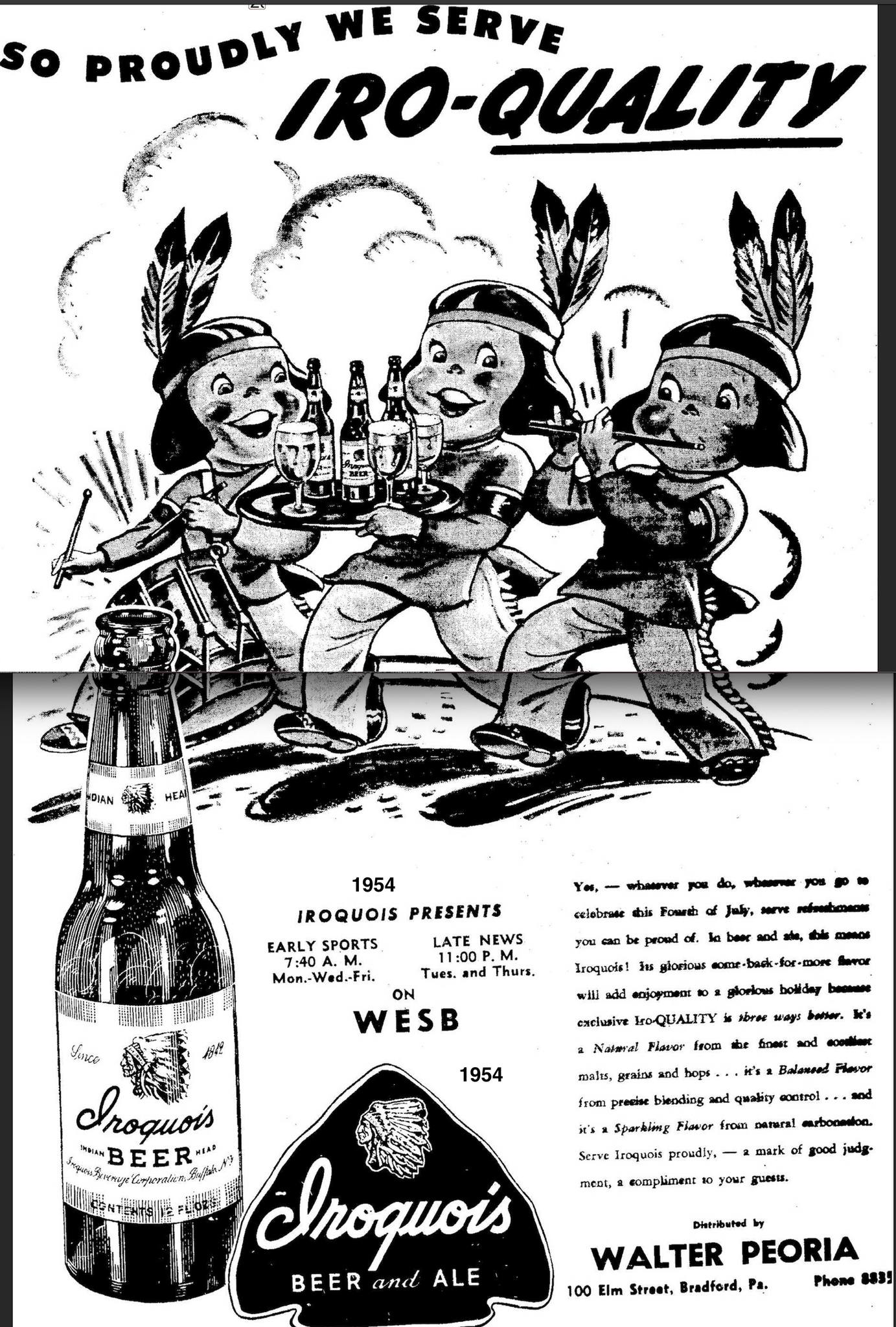 1954 Iroquois beer and ale advertisements