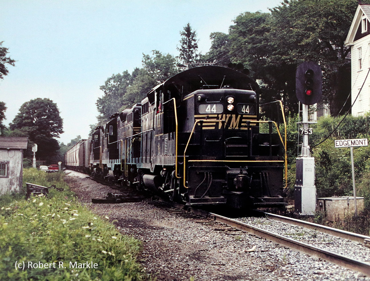 Western - Western Maryland Railway GP9s numbered 44, 31, and 35 are ...