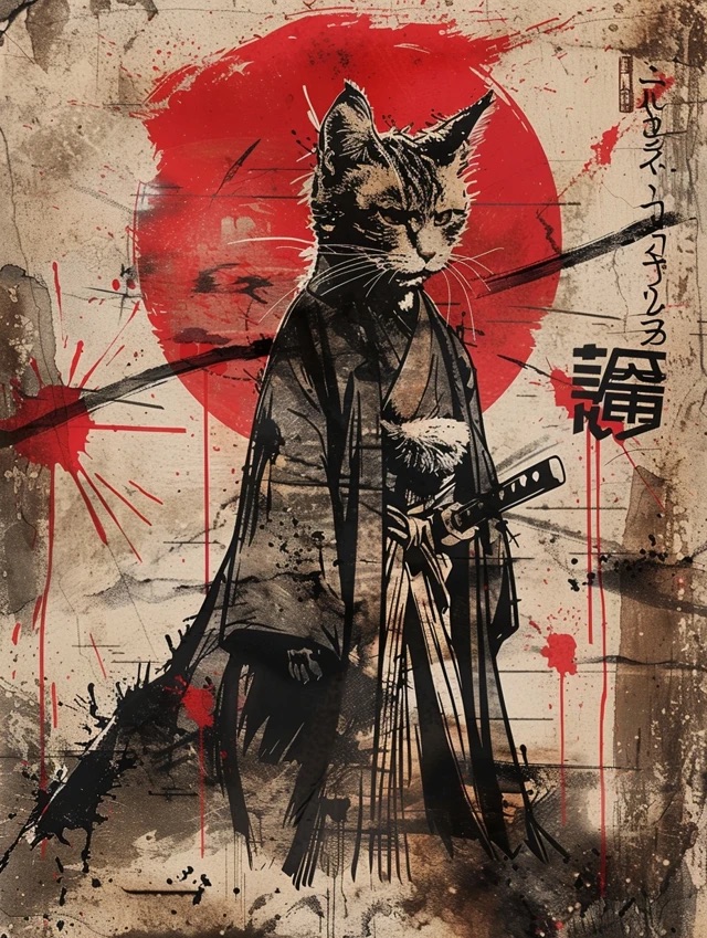 Samurai cat 😼 #猫 #道三 #cat #samurai #japan