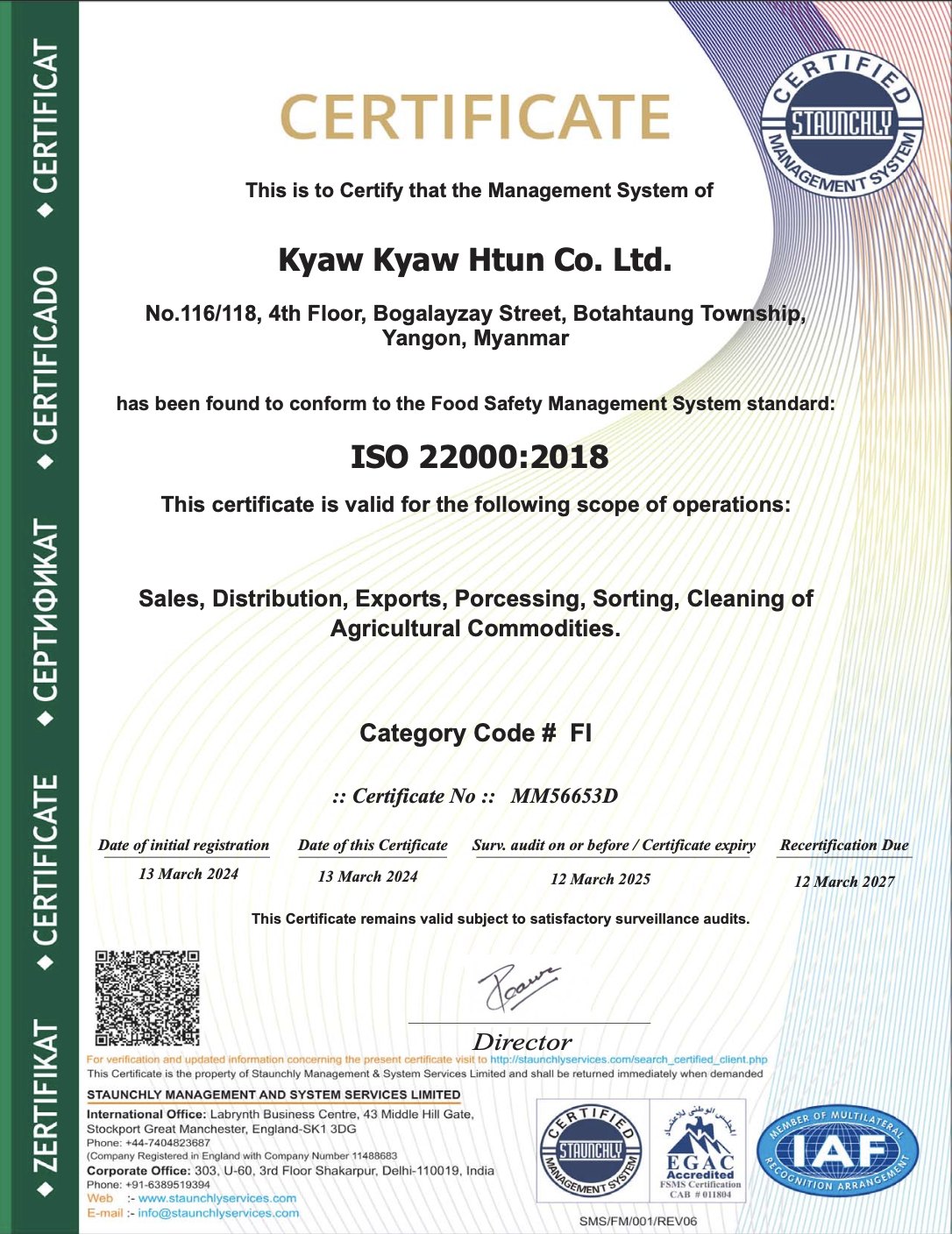Kyaw Kyaw Htun Export & Import Co.,Ltd. | Yangon