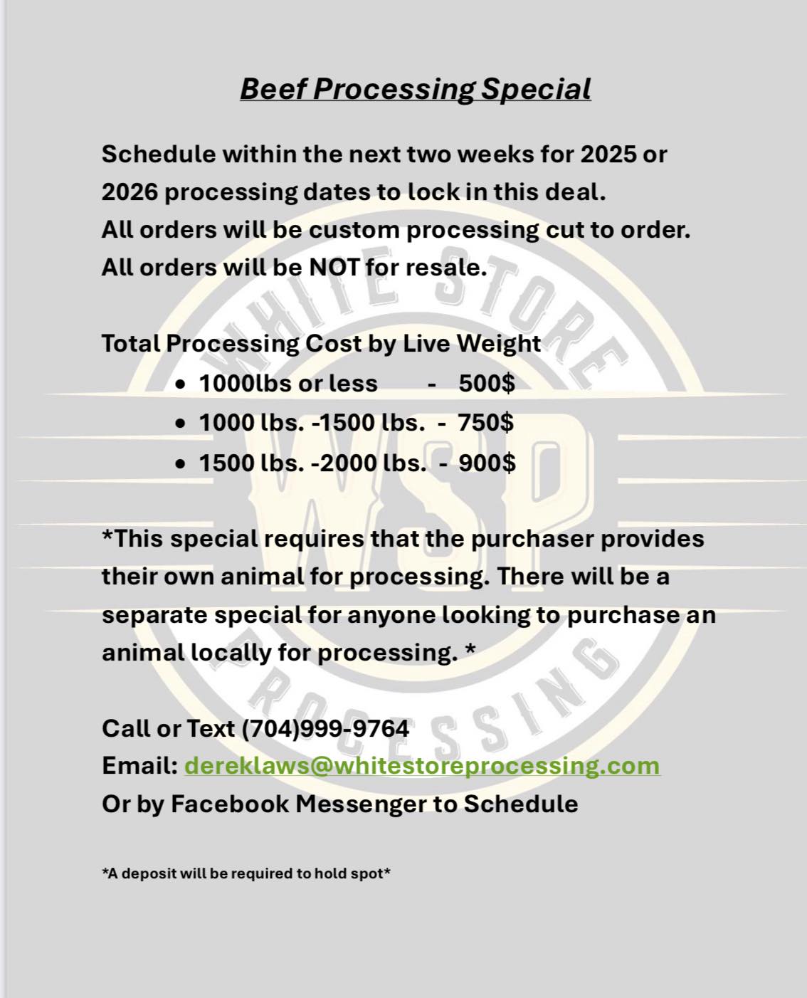 White Store Processing | Peachland NC