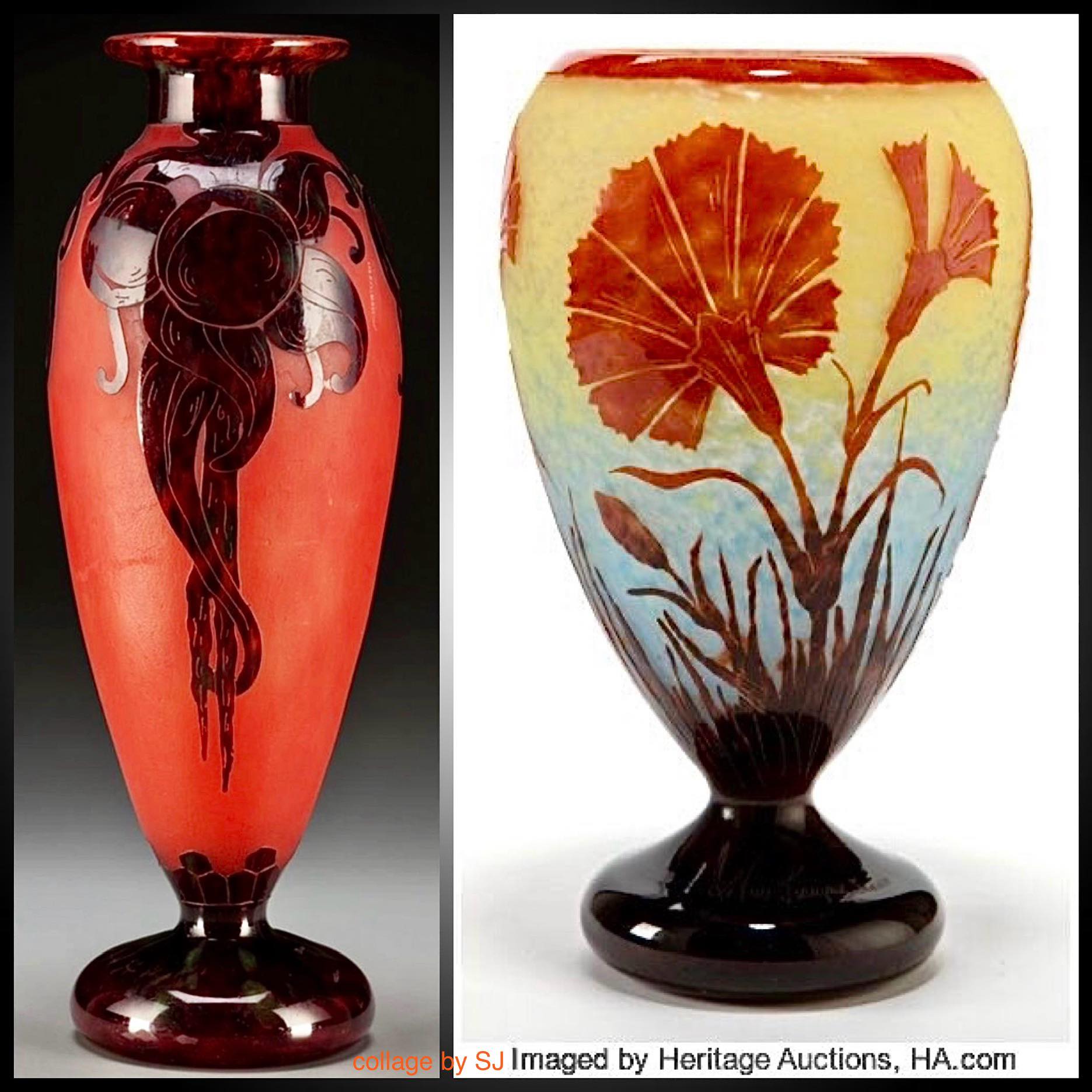 Le Verre Francais vases from 1920s France