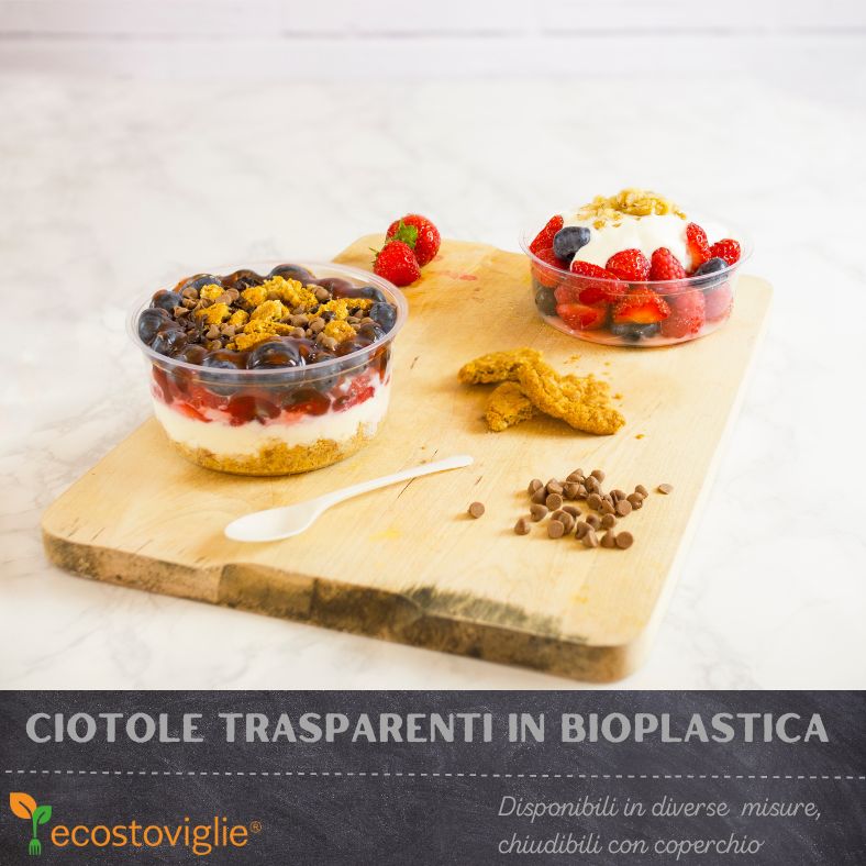 Contenitore per asporto in plastica Standipack con coperchio da 250ml