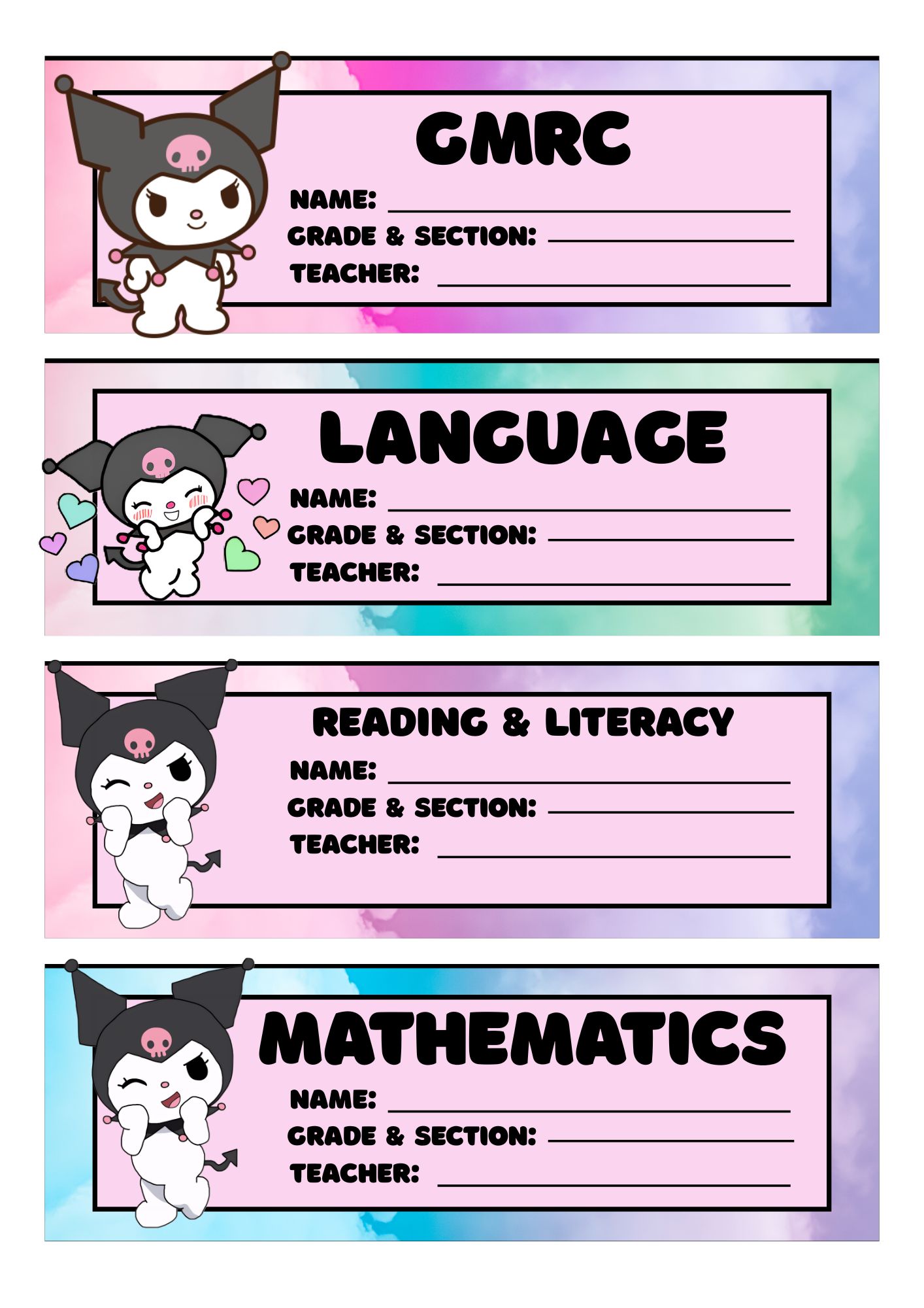 Ms.Airam - Notebook/Subject Label for Grade One 🫰Kung... | Facebook