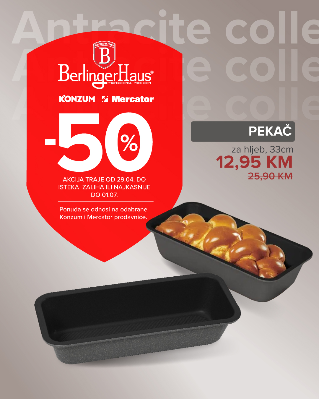Berlinger Haus – Teglia Rettangolare Con Coperchio In Acciaio Al Carbonio, Rivestimento TitanPro Antiaderente, Antracite, Fino A 220 °C
