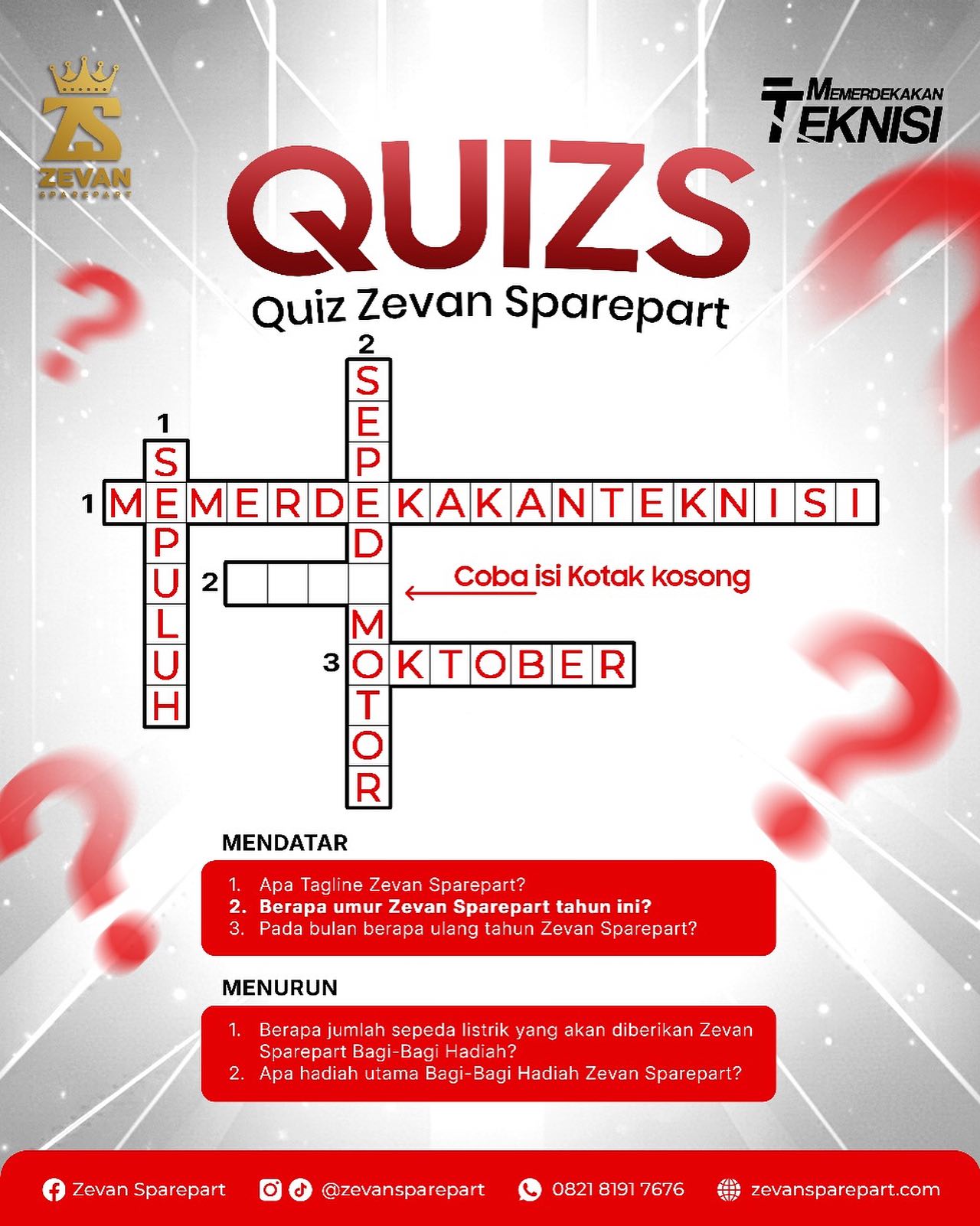 Zevan - Saatnya seru-seruan bareng Zevan Sparepart! 🔥 Coba isi kotak ...