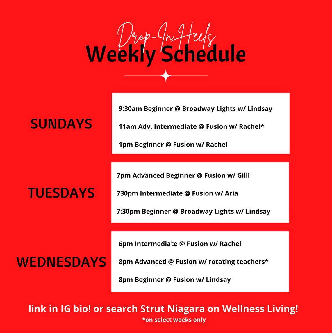 STRUT Niagara - OUR WEEKLY DROP-IN SCHEDULE! Click SAVE on... | Facebook