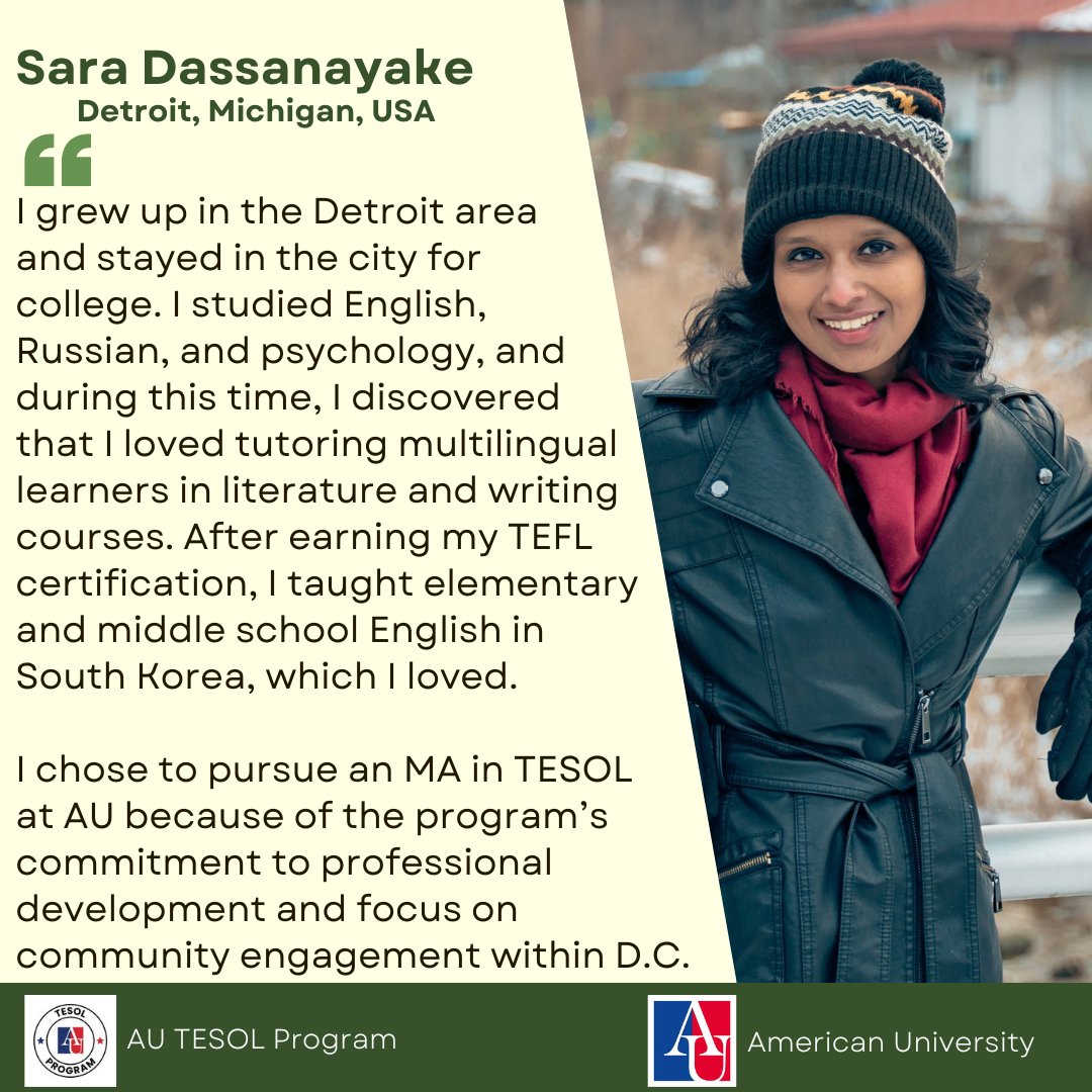 AU - Meet Sara, one of our new MA TESOL students as she shares her ...
